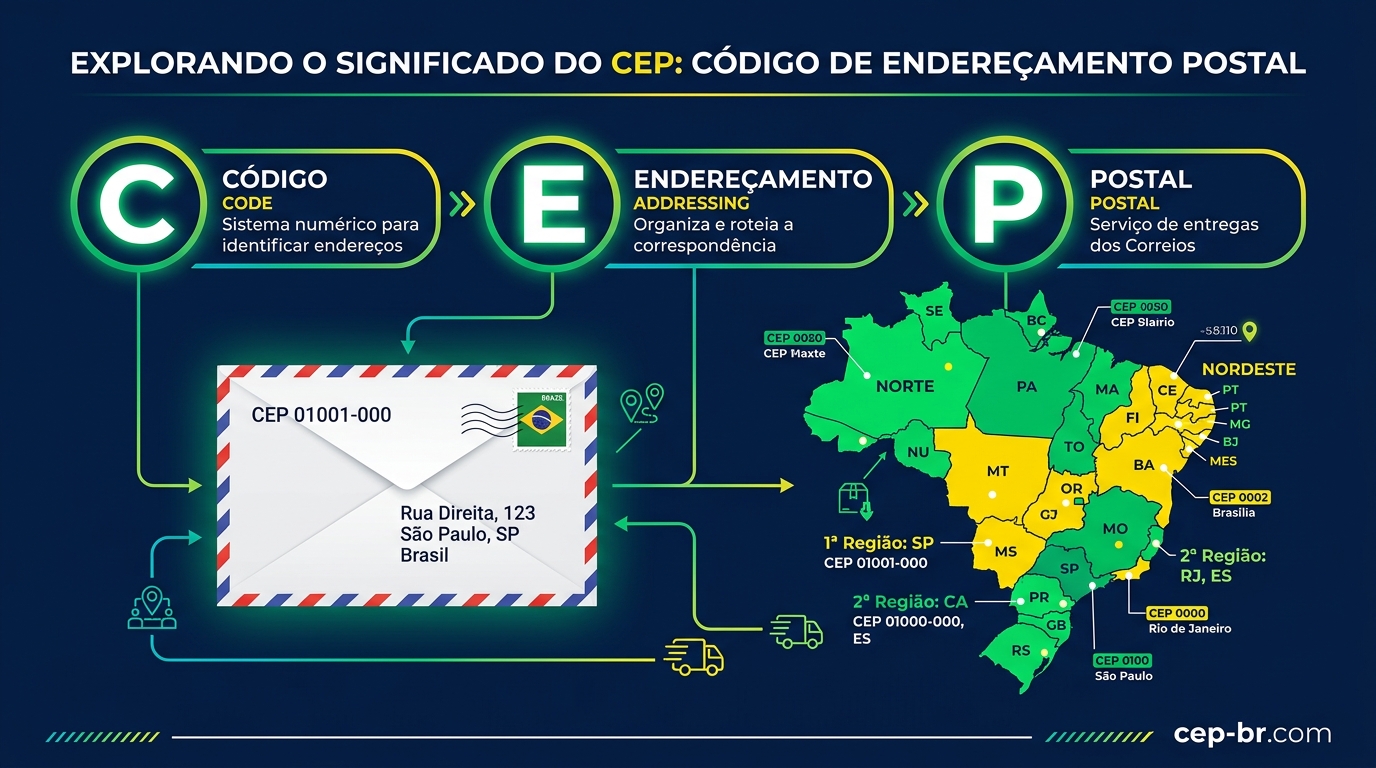 Mapa do Brasil dividido pelas 10 regiões postais do CEP